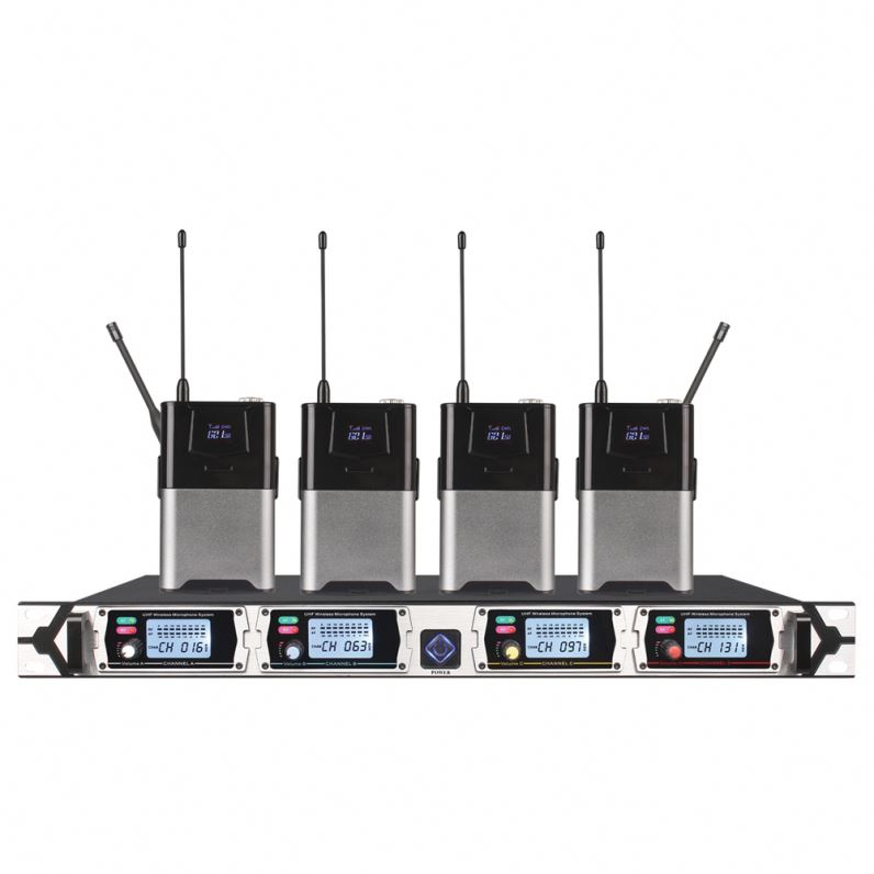 TIWA优质专业手持UHF 4通道无线麦克风用于卡拉OK系统