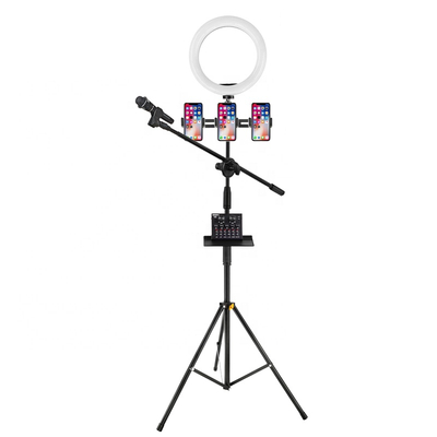 麦克风三脚架站立26cm环灯，用于直播 Youtube录像录音Tiktok 支架
